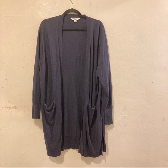 L.K. Bennett Navy Blue Long Shrug Cardigan Sweater L - Picture 2 of 7